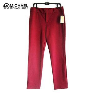 MICHAEL Michael Kors NEW Old Money MERLOT Maroon Skinny Trouser 12